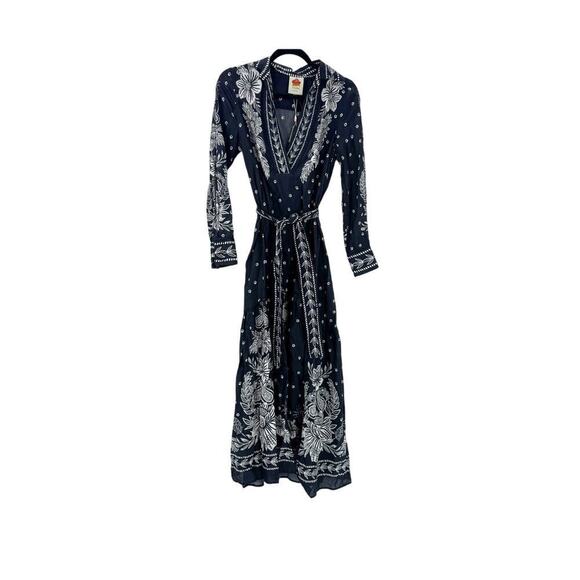 FARM Rio Paisley Print Bloom Maxi Dress Long Sleeves Black/Gray Size XS NWT - Picture 7 of 13